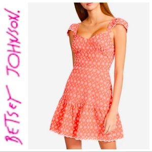 🆕 Betsy Johnson Ditsy eyelet bustier mini dress peachy pink Size Medium C3
